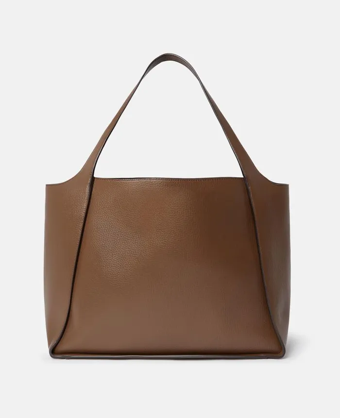 Women Tote Bags Stella McCartney Logo Large Tote Bag Chocolate Brown