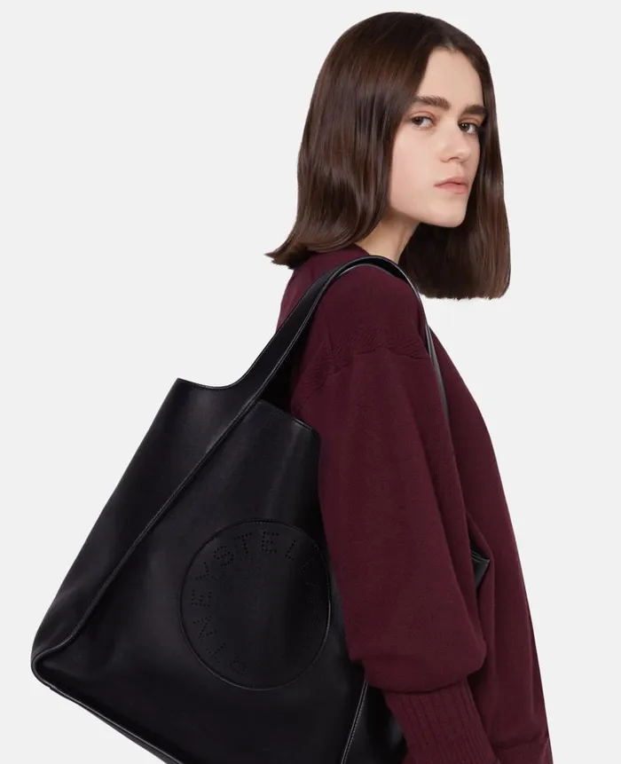 Women Tote Bags Stella McCartney Stella Logo Square Tote Bag Black