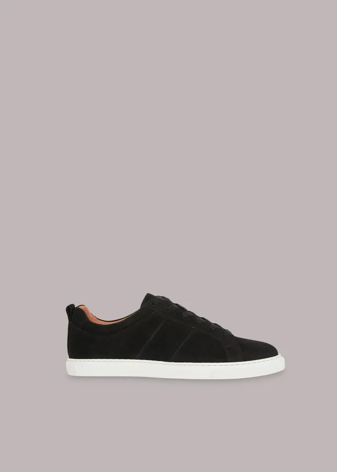 Women Trainers Whistles Black Koki Suede Lace Up Trainer