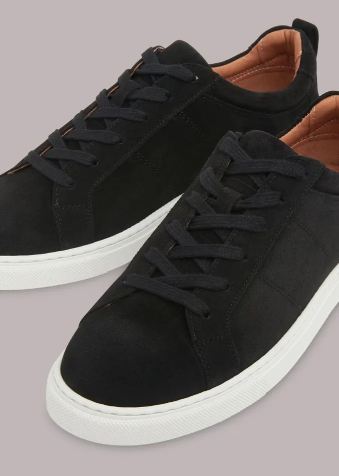 Women Trainers Whistles Black Koki Suede Lace Up Trainer