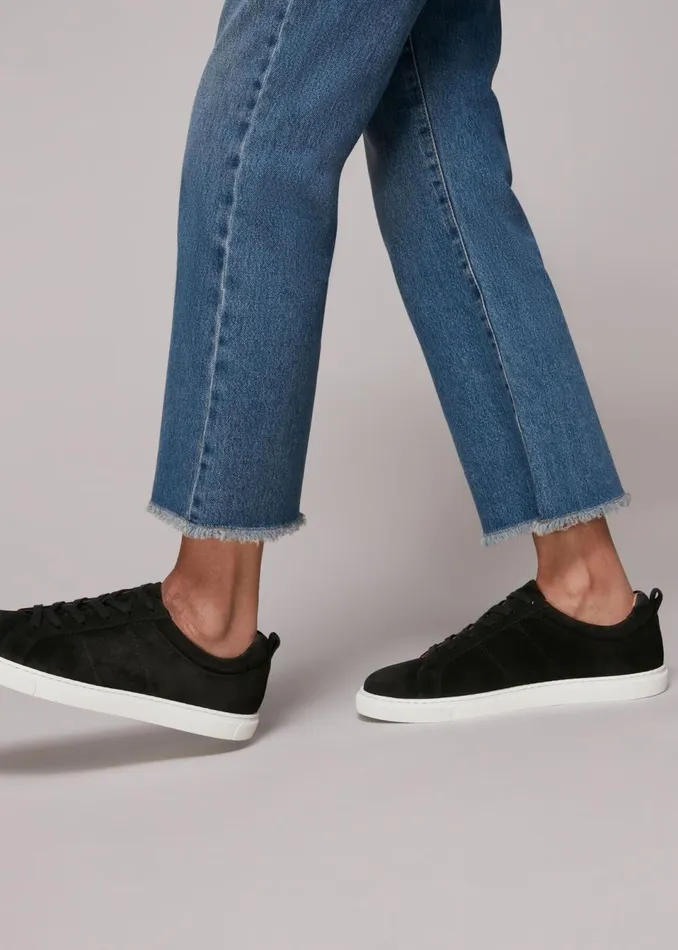 Women Trainers Whistles Black Koki Suede Lace Up Trainer