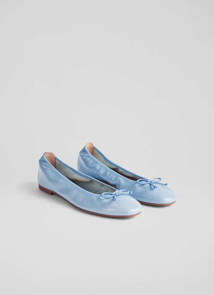 Women Trilly Blue Crinkled Patent Ballet Pumps Storm LKBennett Flats Women Trilly Blue Crinkled Patent Ballet Pumps Storm LKBennett Flats