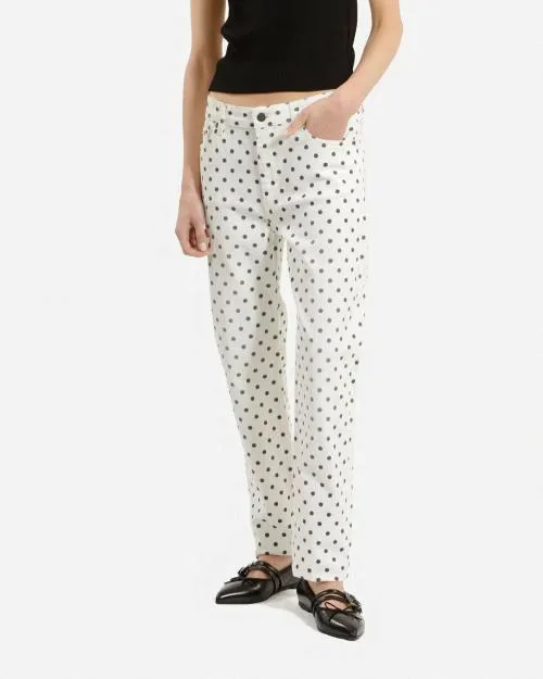 Women Trousers and Jeans The Kooples Beige Polka Dot Slim Jeans Beige Grey