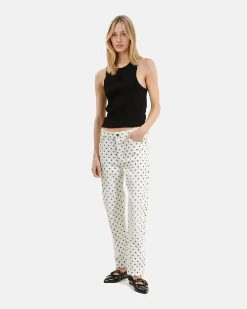Women Trousers and Jeans The Kooples Beige Polka Dot Slim Jeans Beige Grey