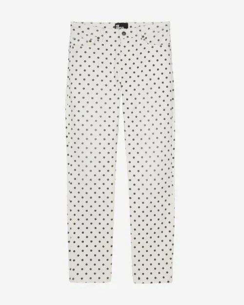 Women Trousers and Jeans The Kooples Beige Polka Dot Slim Jeans Beige Grey