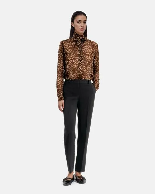 Women Trousers and Jeans The Kooples Black Crepe Suit Pants Straight Tailored Cut Black