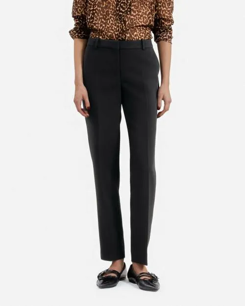 Women Trousers and Jeans The Kooples Black Crepe Suit Pants Straight Tailored Cut Black