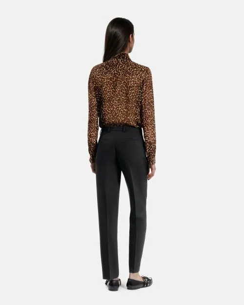 Women Trousers and Jeans The Kooples Black Crepe Suit Pants Straight Tailored Cut Black