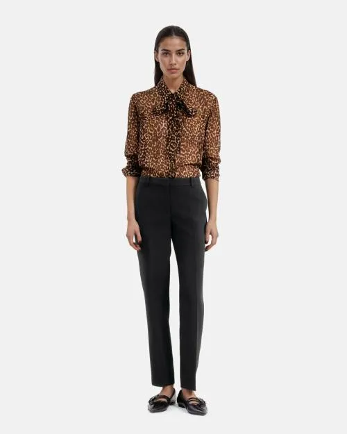 Women Trousers and Jeans The Kooples Black Crepe Suit Pants Straight Tailored Cut Black