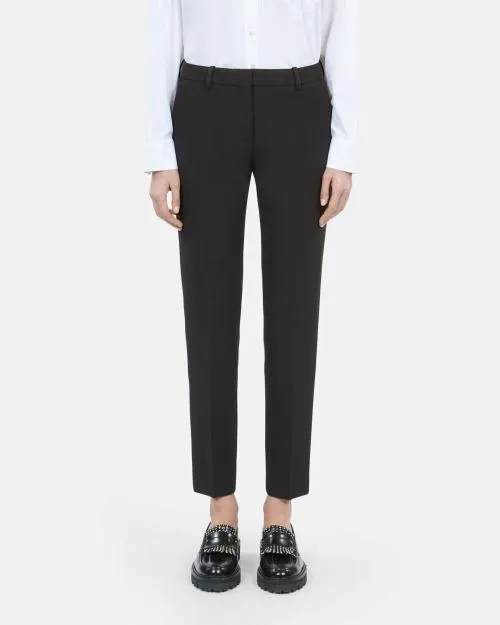 Women Trousers and Jeans The Kooples Black Crepe Suit Pants Straight Tailored Cut Black