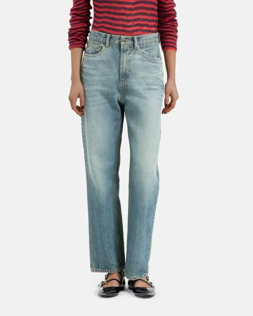 Women Trousers and Jeans The Kooples Boyfriend Bleu Jeans Used Rapiece