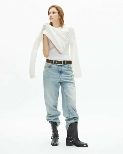Women Trousers and Jeans The Kooples Light Blue Boyfriend Jeans Blue Bleached Navy