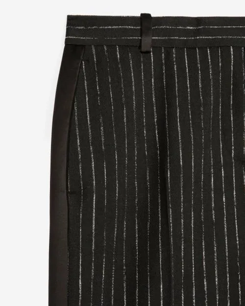 Women Trousers and Jeans The Kooples StraightLeg Black Striped Suit Pants Black