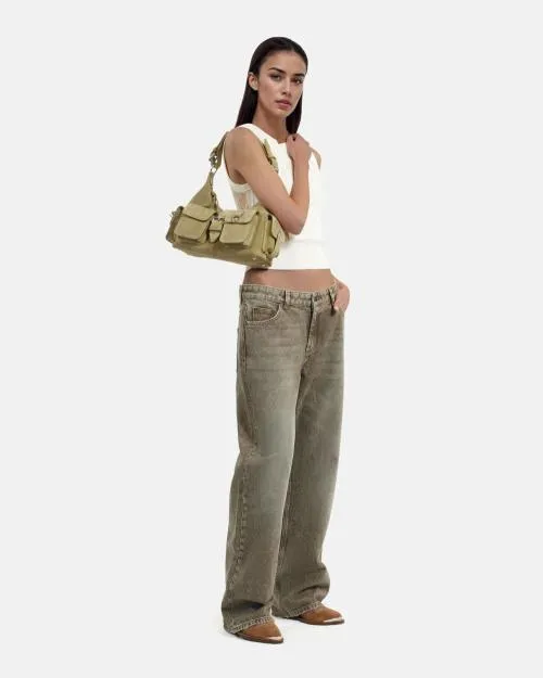 Women Trousers and Jeans The Kooples WideLeg Olive Jeans Olive
