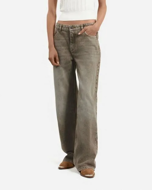 Women Trousers and Jeans The Kooples WideLeg Olive Jeans Olive