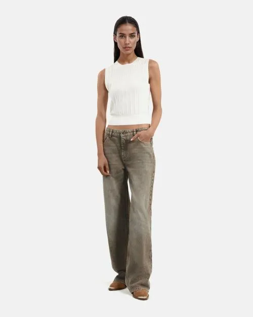 Women Trousers and Jeans The Kooples WideLeg Olive Jeans Olive