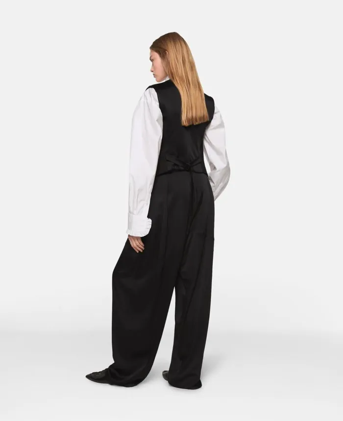 Women Trousers And Shorts Stella McCartney BalloonLeg Satin Trousers Midnight Black