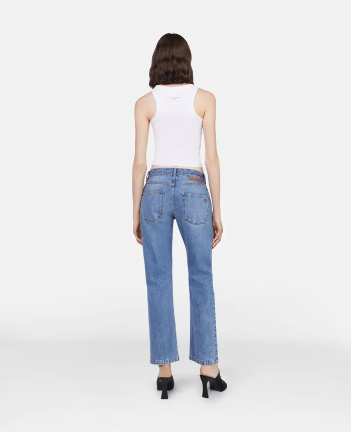Women Trousers And Shorts Stella McCartney Falabella Chain Light Wash Cropped Jeans Mid Blue Women Trousers And Shorts Stella McCartney Falabella Chain Light Wash Cropped Jeans Mid Blue