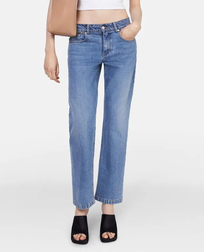 Women Trousers And Shorts Stella McCartney Falabella Chain Light Wash Cropped Jeans Mid Blue Women Trousers And Shorts Stella McCartney Falabella Chain Light Wash Cropped Jeans Mid Blue