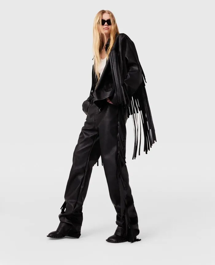 Women Trousers And Shorts Stella McCartney Fringe Alter Mat Trousers Midnight Black