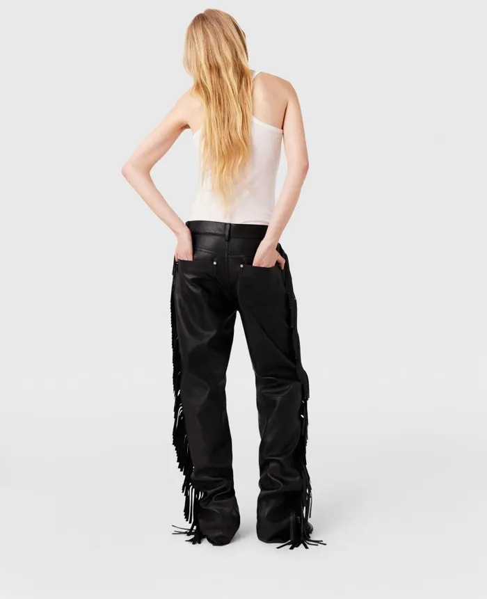 Women Trousers And Shorts Stella McCartney Fringe Alter Mat Trousers Midnight Black
