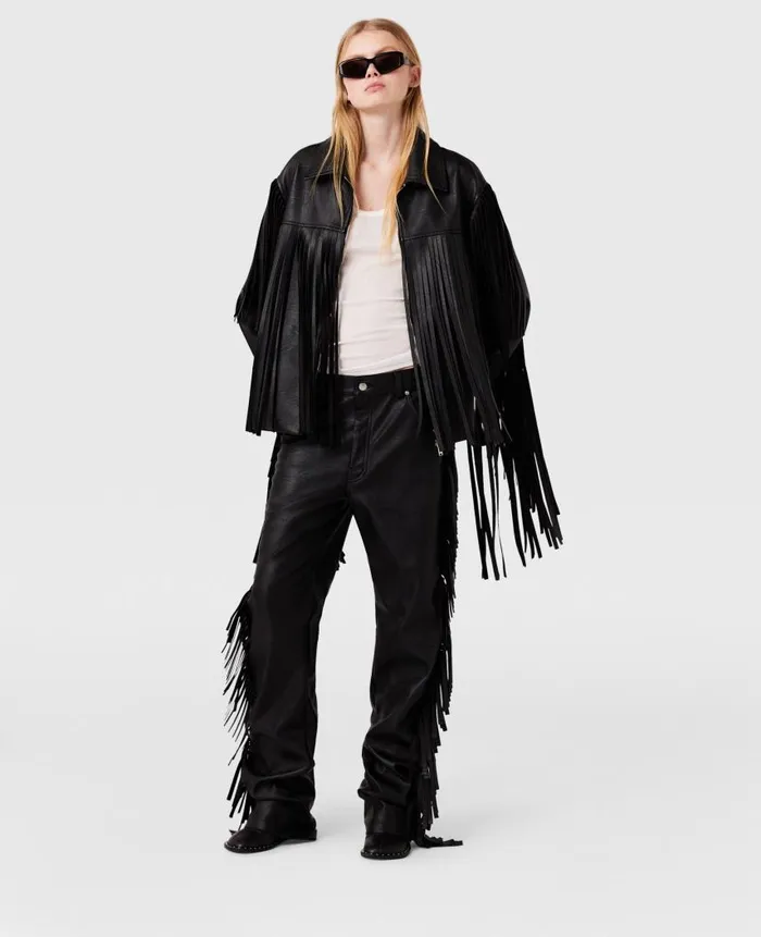 Women Trousers And Shorts Stella McCartney Fringe Alter Mat Trousers Midnight Black