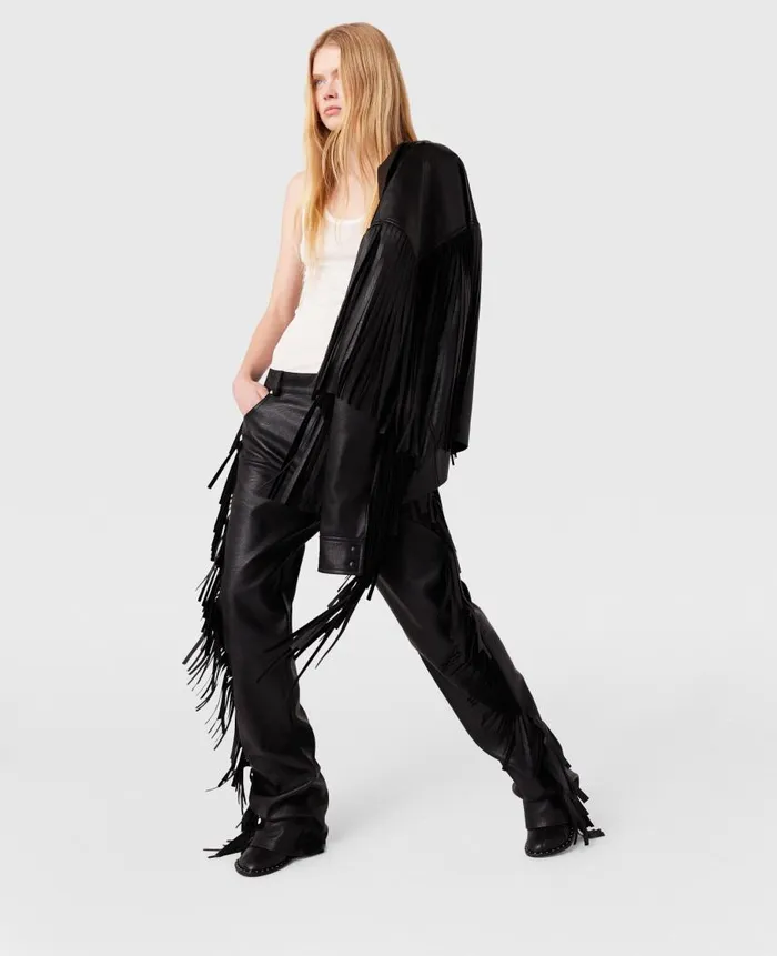 Women Trousers And Shorts Stella McCartney Fringe Alter Mat Trousers Midnight Black