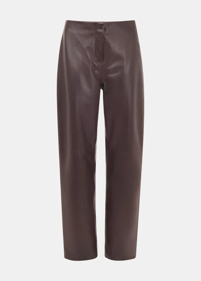 Women Trousers Whistles Chocolate Flat Front Leather Trousers
