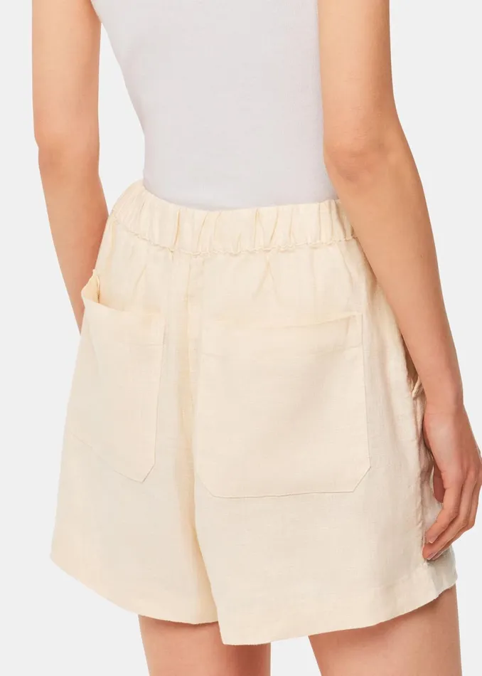 Women Trousers Whistles Ivory Linen Elasticated Short