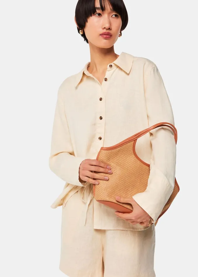 Women Trousers Whistles Ivory Linen Elasticated Short
