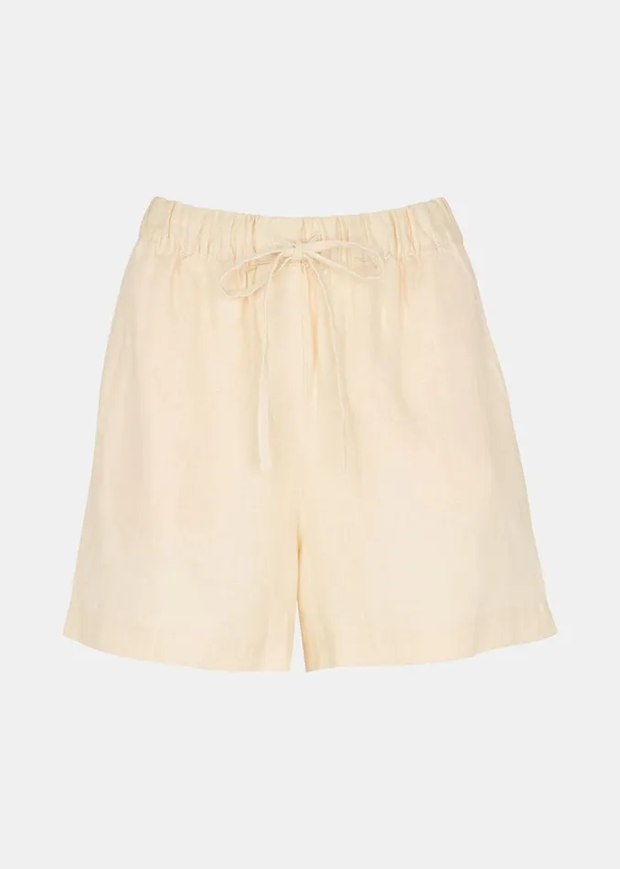 Women Trousers Whistles Ivory Linen Elasticated Short
