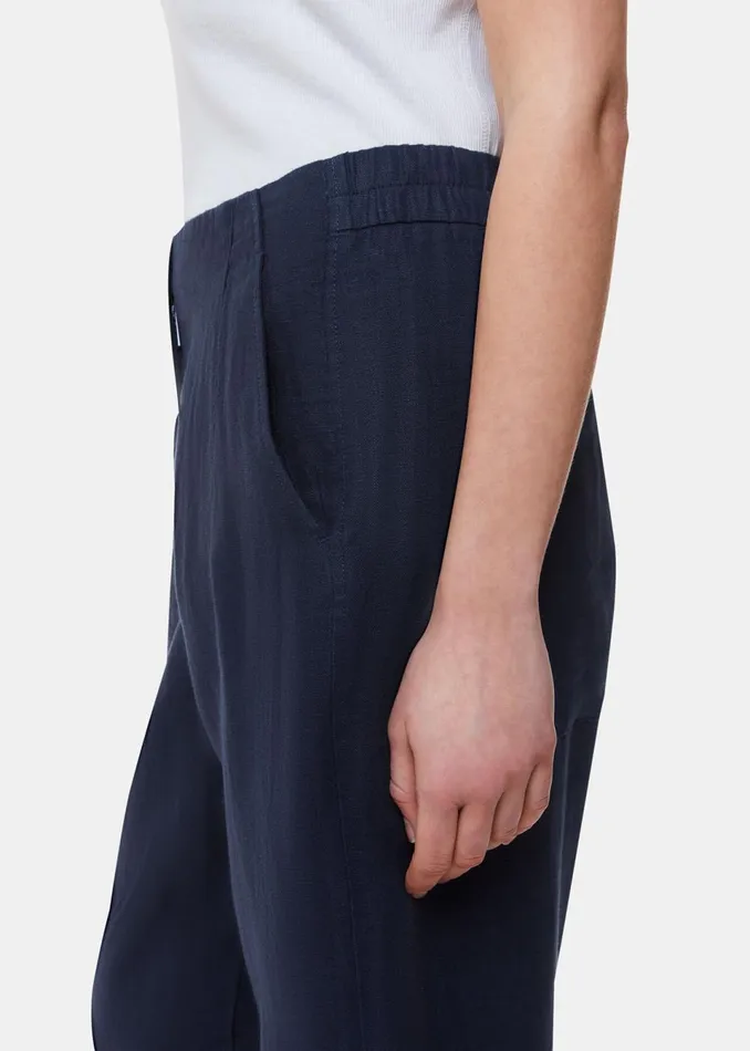 Women Trousers Whistles Navy Linen Barrel Leg Trouser