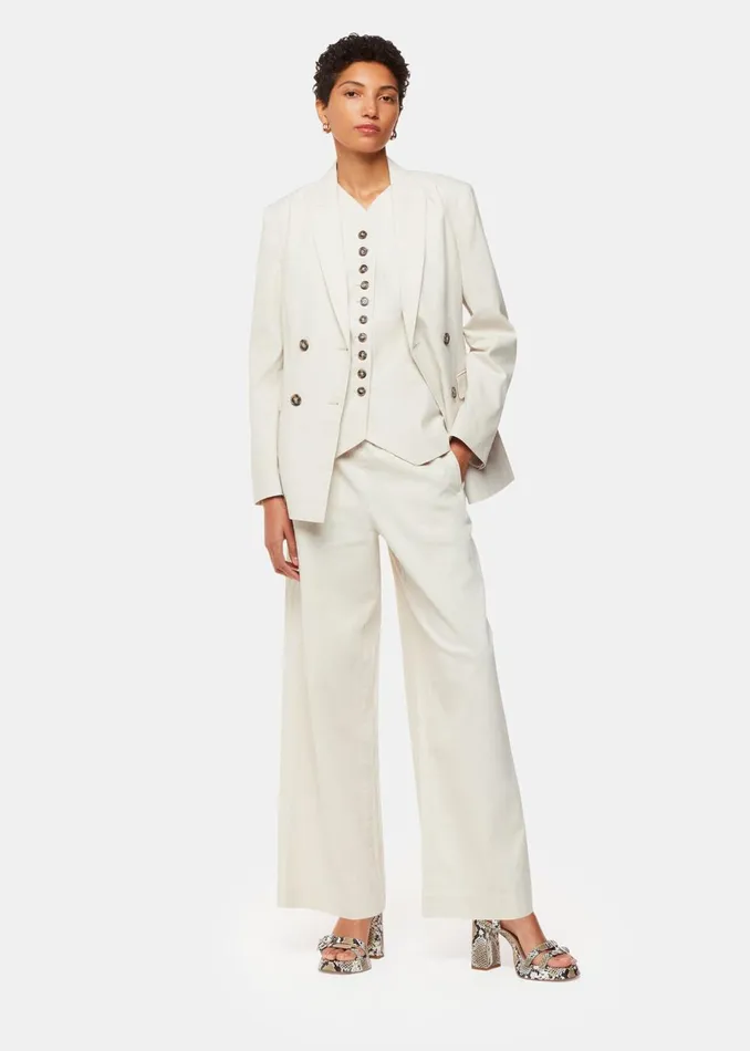 Women Trousers Whistles Oatmeal Lindsey Linen Blend Trouser