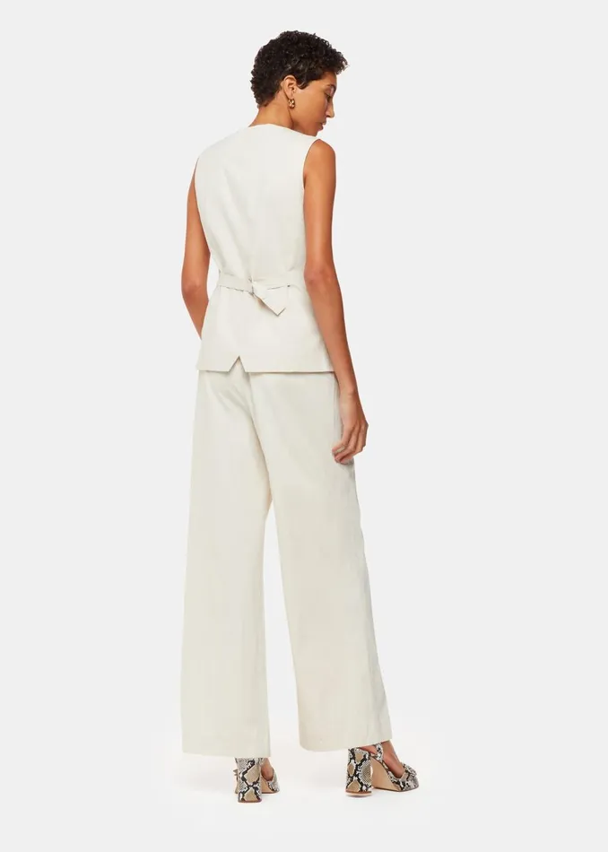 Women Trousers Whistles Oatmeal Lindsey Linen Blend Trouser