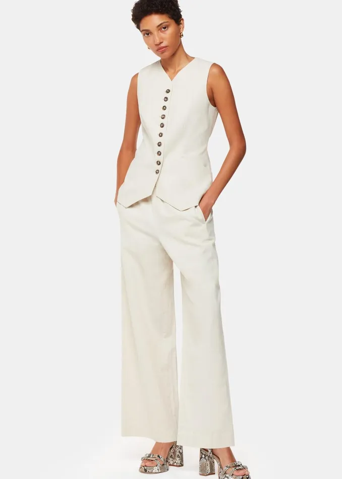 Women Trousers Whistles Oatmeal Lindsey Linen Blend Trouser