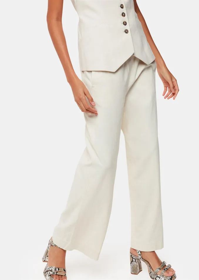 Women Trousers Whistles Oatmeal Lindsey Linen Blend Trouser