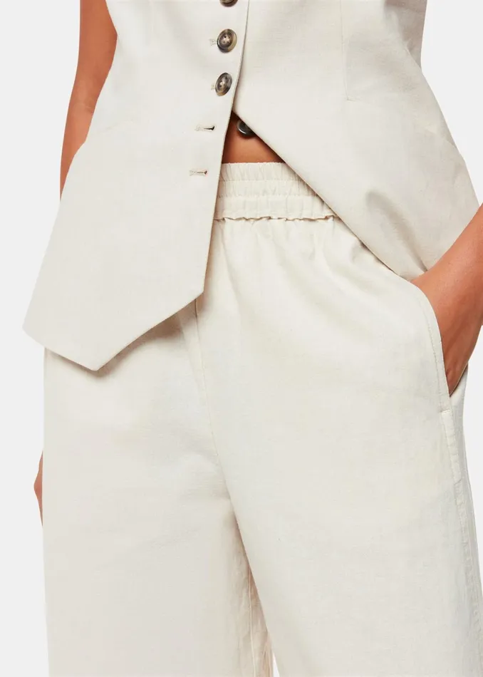 Women Trousers Whistles Oatmeal Lindsey Linen Blend Trouser