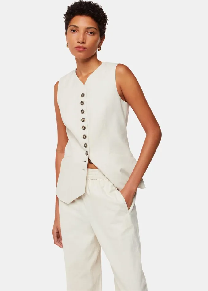 Women Trousers Whistles Oatmeal Lindsey Linen Blend Trouser