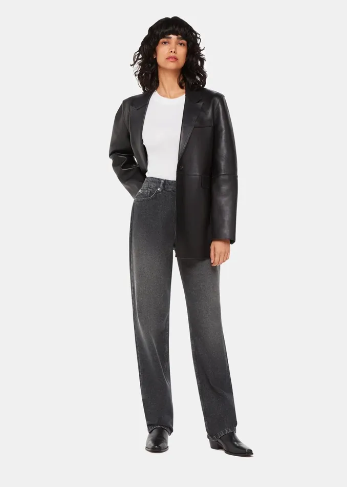 Women Trousers Whistles Washed Black Straight Leg Full Length Jean
