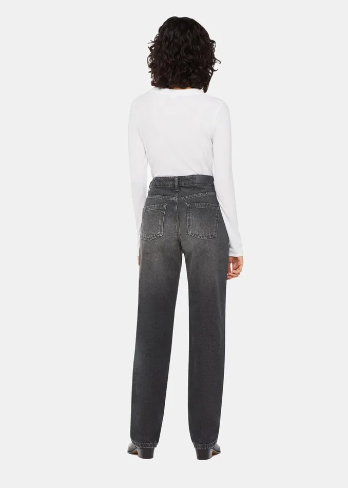 Women Trousers Whistles Washed Black Straight Leg Full Length Jean