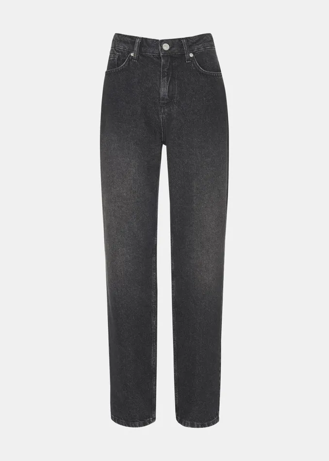 Women Trousers Whistles Washed Black Straight Leg Full Length Jean