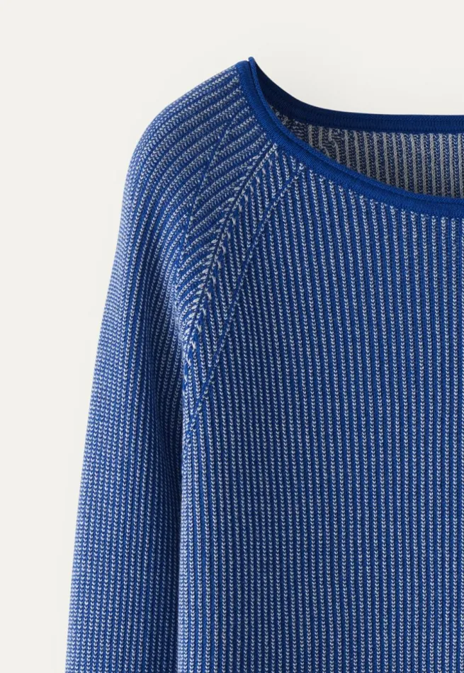 Women Twotoned Rib Sweater Cobalt Poetry Fashion Sweaters