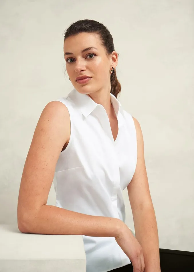 Women Vic Sleeveless Shirt White Hobbs Tops
