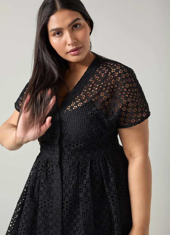 Women Vivienne Black Broderie Anglaise Cotton Dress Black LKBennett Dresses