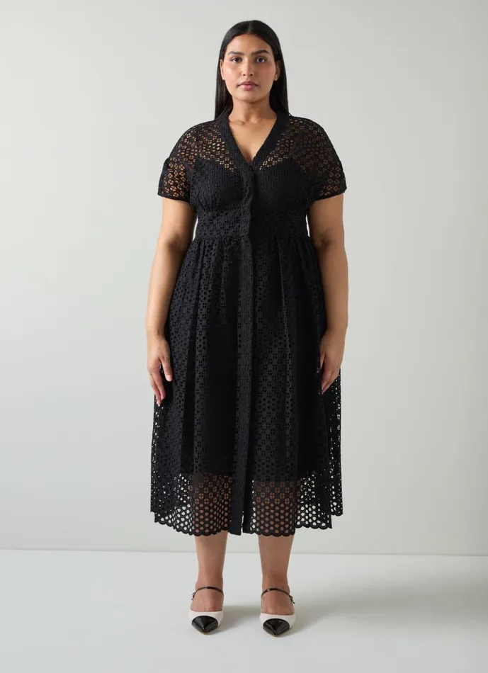 Women Vivienne Black Broderie Anglaise Cotton Dress Black LKBennett Dresses