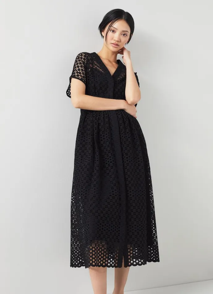 Women Vivienne Black Broderie Anglaise Cotton Dress Black LKBennett Dresses