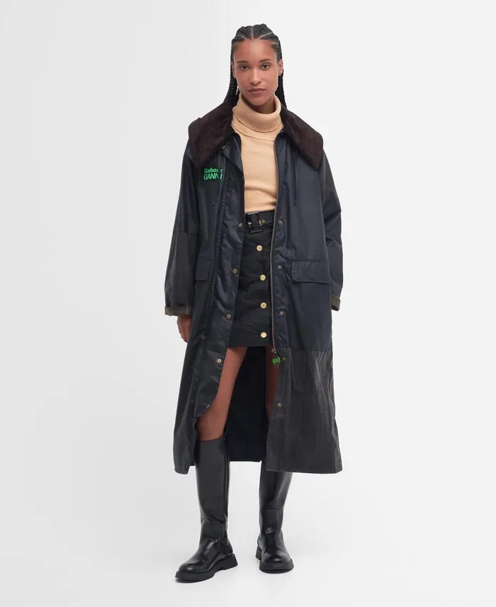 Women Waxed Jackets Barbour X GANNI Burghley Wax Jacket Navyclassic