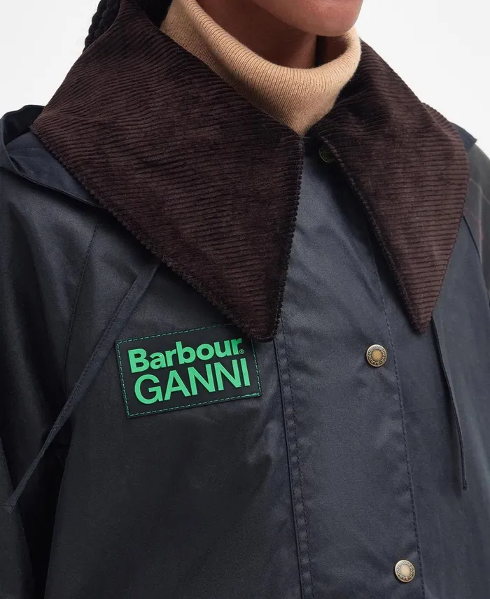 Women Waxed Jackets Barbour X GANNI Burghley Wax Jacket Navyclassic Women Waxed Jackets Barbour X GANNI Burghley Wax Jacket Navyclassic