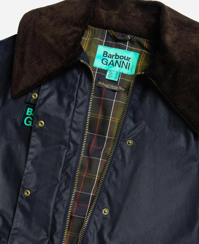 Women Waxed Jackets Barbour X GANNI Burghley Wax Jacket Navyclassic Women Waxed Jackets Barbour X GANNI Burghley Wax Jacket Navyclassic