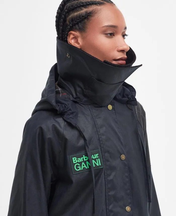 Women Waxed Jackets Barbour X GANNI Burghley Wax Jacket Navyclassic Women Waxed Jackets Barbour X GANNI Burghley Wax Jacket Navyclassic